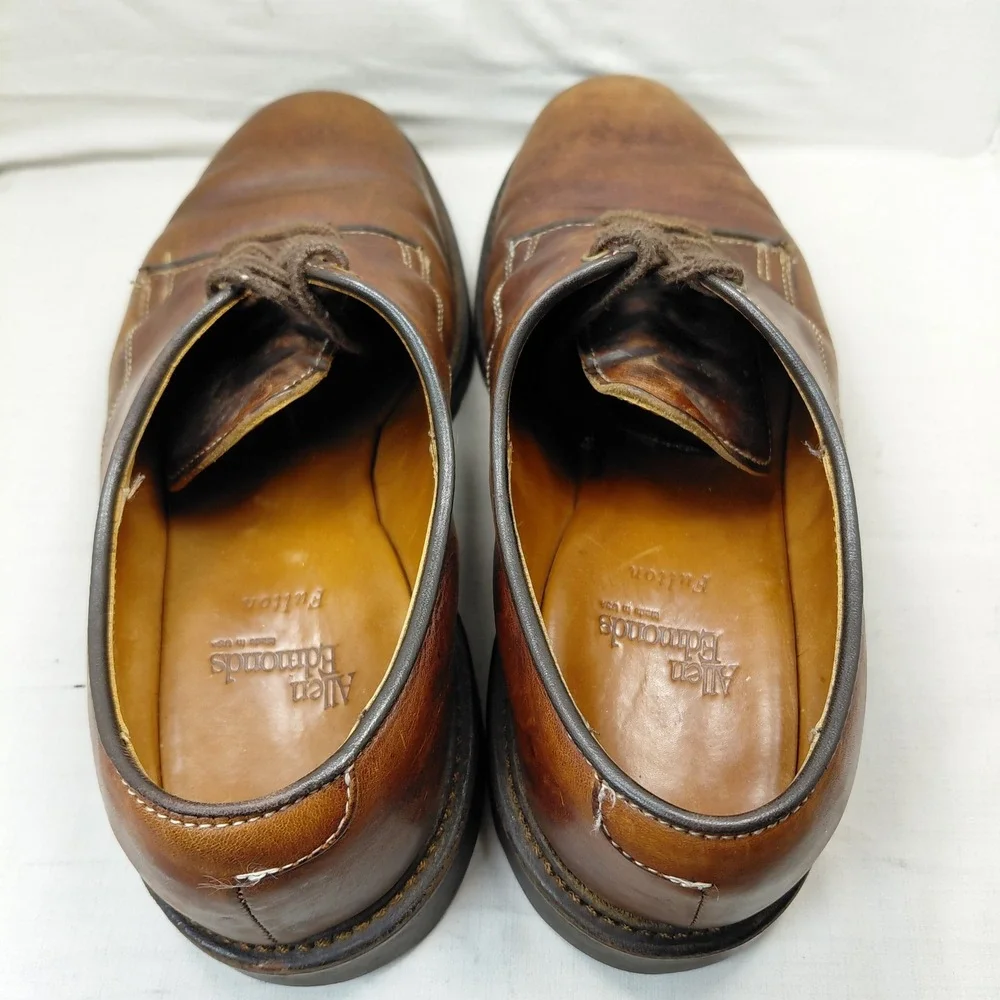 Allen Edmonds Fulton Mens 8.5 D Brown Leather Plain Toe Derby Shoes 6221 USA